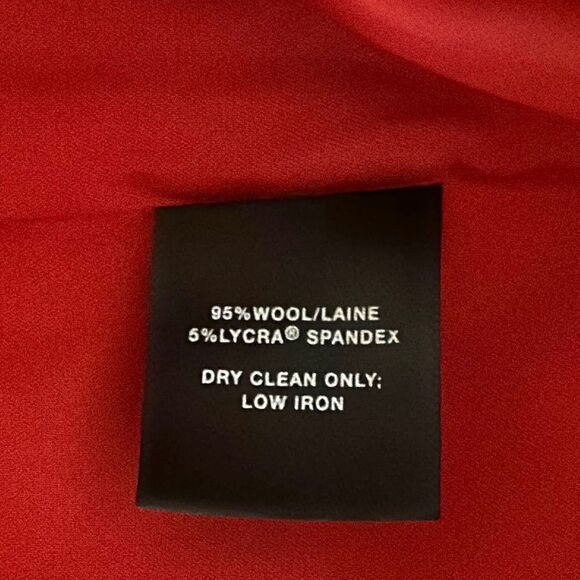 Lafayette 148 New York Red Wool Draped Shift Dress 3/4 Sleeves Round Neck US10 - Picture 11 of 14